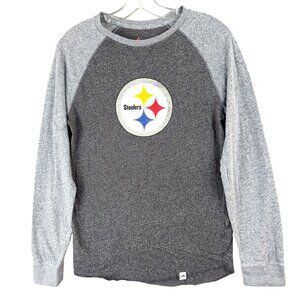 Pittsburgh Steelers T-Shirt Men S Majestic Charcoal Static Marled Raglan